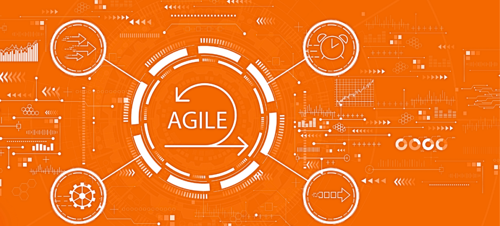 Illustration in Orange zum Thema agile Transformation und Consulting